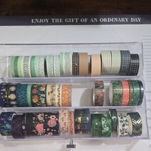 Assorted Floral & Patterned Washi Tape Set — Greens, Teal, Pink, Gold